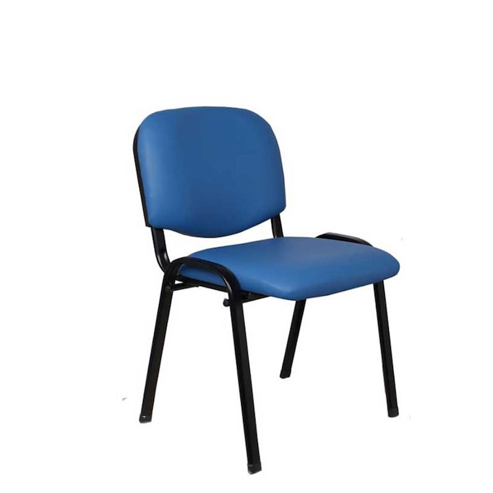Látogatói szék Iso Iron Black, műbőr, kék, 5 darabos készlet