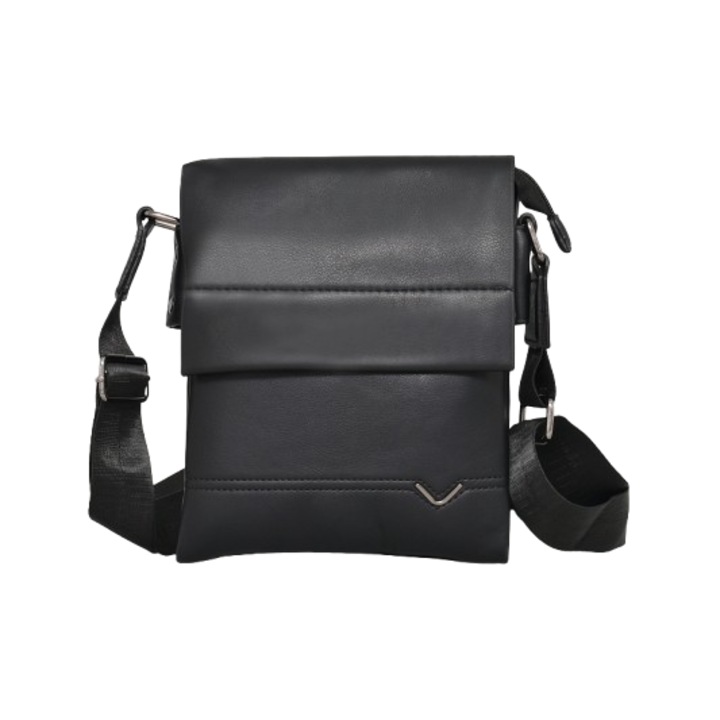 Férfi táska 3309-2, műbőr, 19/23/5cm, fekete