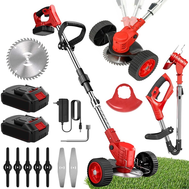 Masina de tuns iarba Juksun, set 3 lame interschimbabile, 2500W, negru, 15x59cm