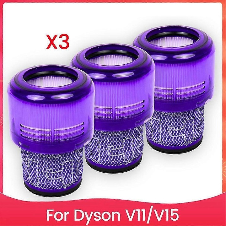 Set 3 filtre HEPA pentru aspirator Dyson V11/V15, plastic, lavabile