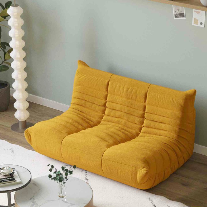 Canapea PREMIUM SUPER TRENDS, spuma de calitate, galben, 100x130x70 cm