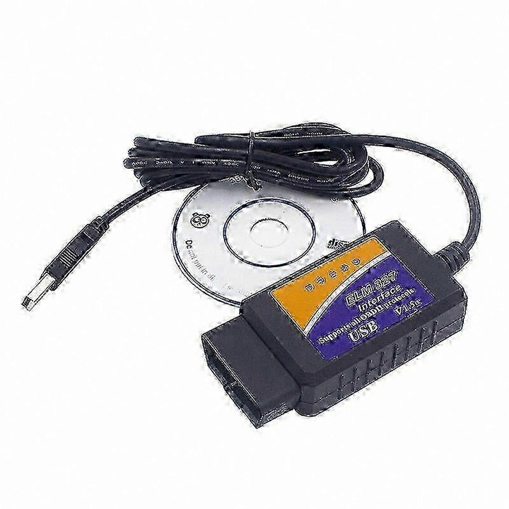Autódiagnosztikai szkenner ELM327 USB V1.5 OBDII, OBD-II támogatás, 12V, kompatibilis Windows-zal
