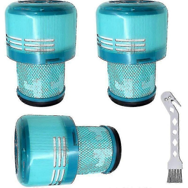 Set 3 filtre HEPA reutilizabile pentru aspirator Dyson V15, cu perie de curatare