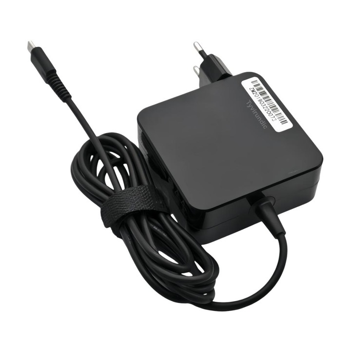 Зарядно за лаптоп Tyvirundic 65W USB-C, черно, компактно, интелигентна защита