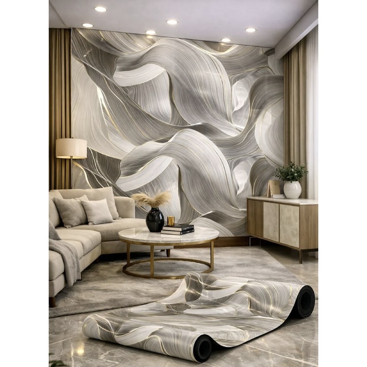 Panou autocolant ALEX DESIGN, Finisaj lucios, Vinil, Impermeabil, Rezistent la căldură, Gri, 120x300cm