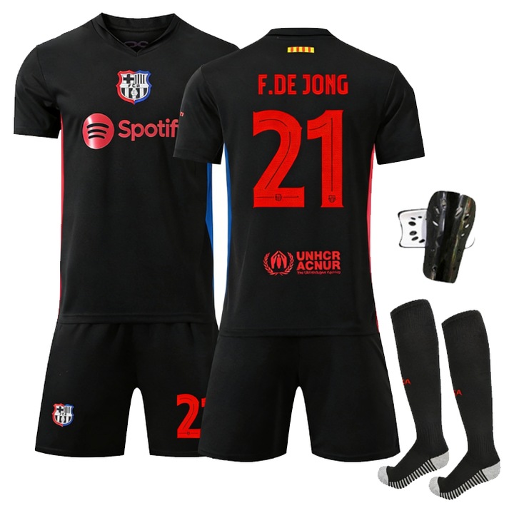 Футболна екипировка, Барселона номер 21, черен, полиестер