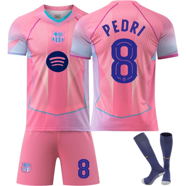 Set echipament editie speciala, numarul 8 Pedri, roz, poliester