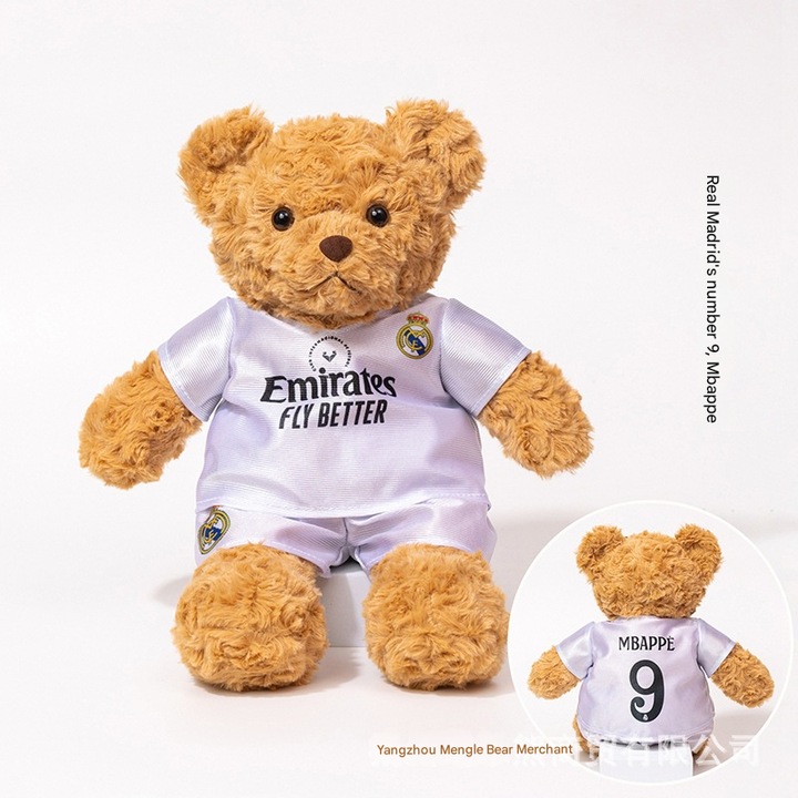 Ursulet de plus, UEFA Champions League/Premier League, numarul 9 Real Madrid, jucarie de fotbal