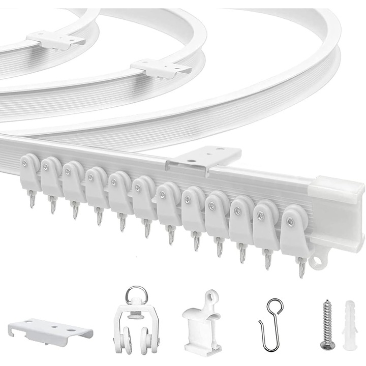 Set Sina Flexibila Perdea, Bedee, Alb, 300CM