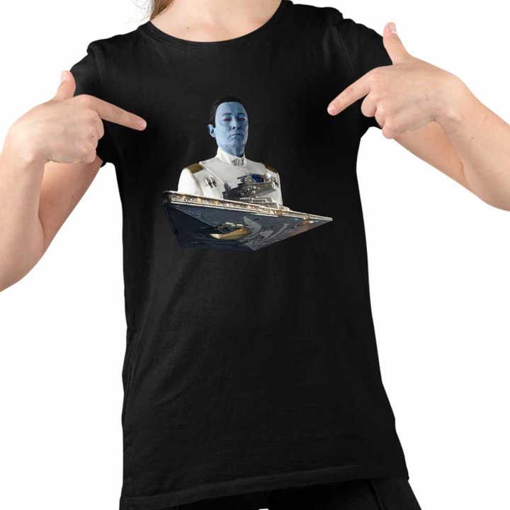 Tricou Copii Fete Thrawn Imperial Star Wars Destroyer Grand Admiral, Fekete