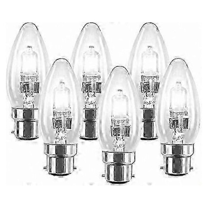 Set 6 becuri halogen B22, 28W, 370 lumeni, transparent, 240V