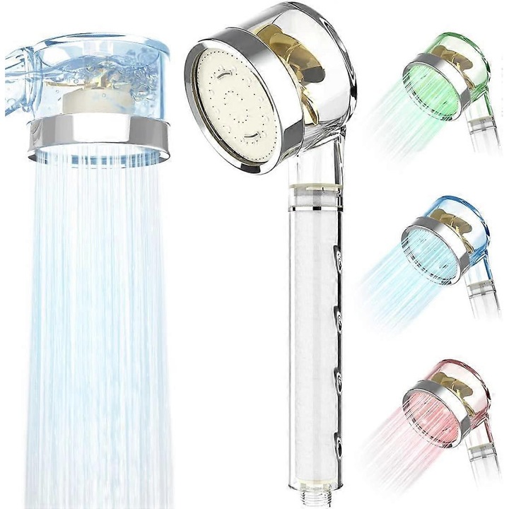 Dus cu maner, 3 culori, control temperatura LED, sistem filtrare 3 niveluri, economisire apa