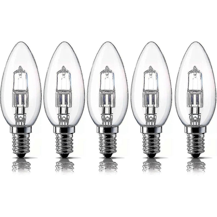 Becuri halogen E14 28w, lumina calda 2700k, set de 5