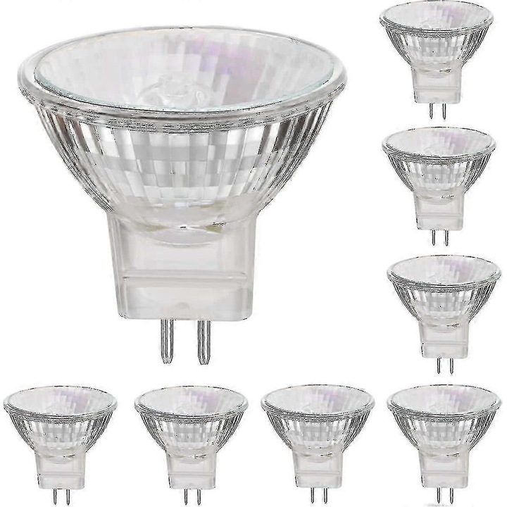 8 darabos szett, MR16 GU5.3 12V 35W halogén izzó, dimmelhető, spot, meleg fehér