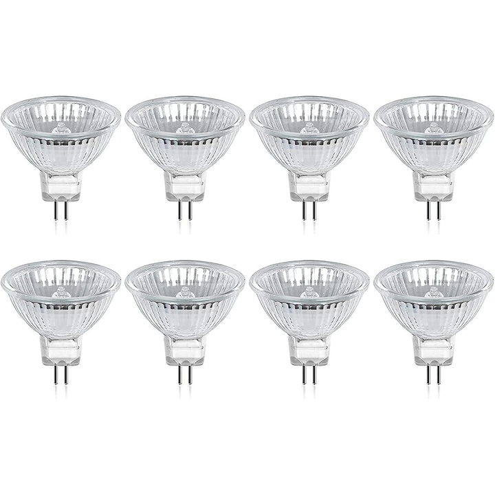 Bec halogen GU5.3 MR16 35W 12V alb cald 2800K dimabil, set de 8 bucati