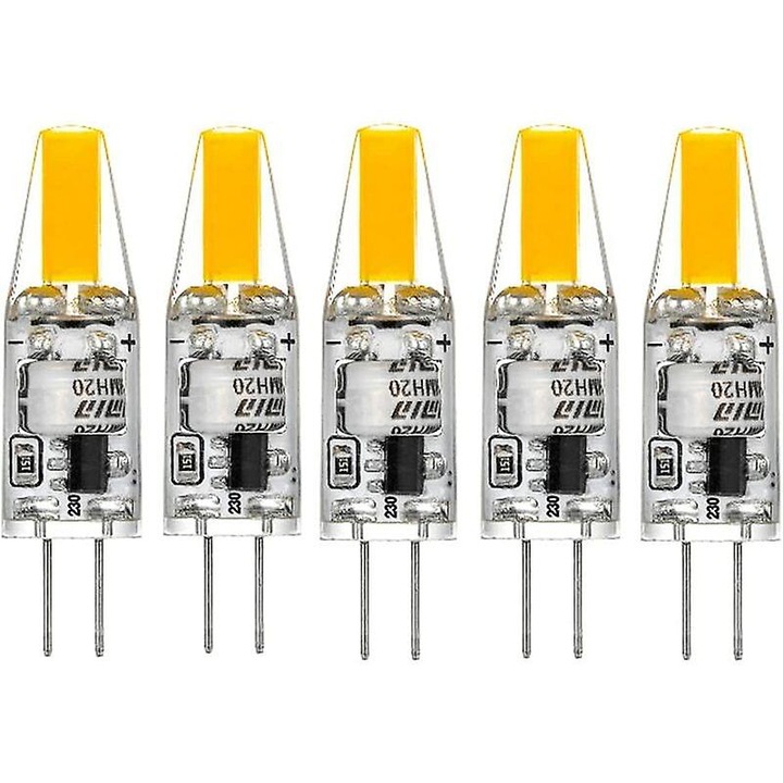Becuri G4 LED 220V 3W 2700K alb cald, set de 5, 160LM, silicon