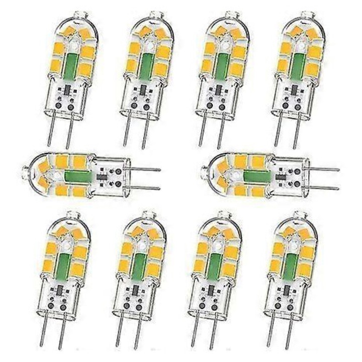 Becuri G4 LED 2W, 240lm, alb cald 3000k, set 10 buc