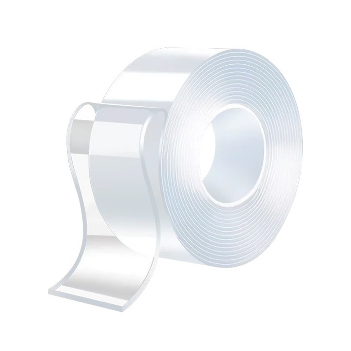 Banda adeziva dublu adeziva nano, SDLOGAL, Transparent si invizibil, 50mm*5M, Acril