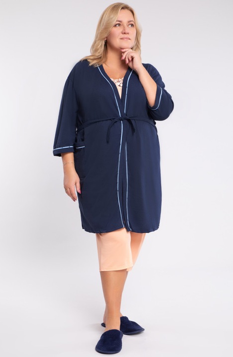 Тъмносин памучен халат