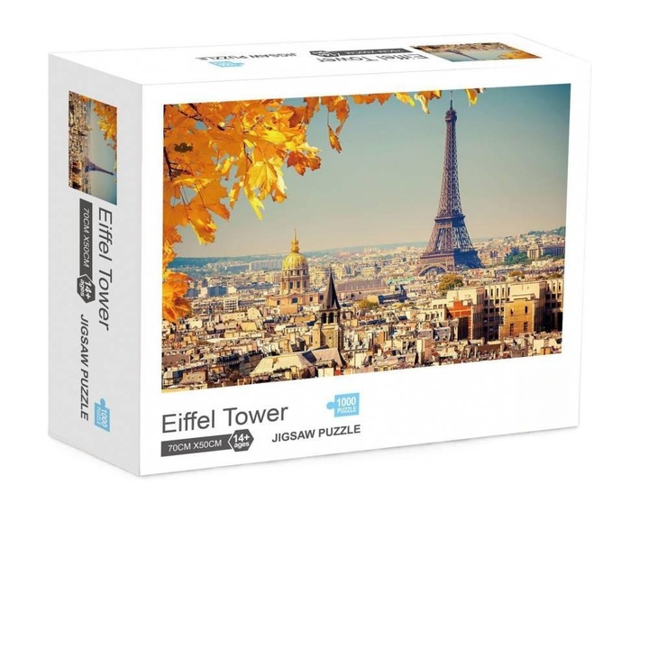 Lumia Bloom, Puzzle educativ cu 1000 de piese pentru adulti si copii, jucarie anti-stres, cadou de ziua de nastere cu pictura in ulei cu peisaj urban - Turnul Eiffel