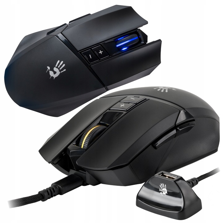 A4Tech Bloody R36 Ultra gamer egér, vezeték nélküli, PAW3313 szenzor, 7 programozható gomb, fekete
