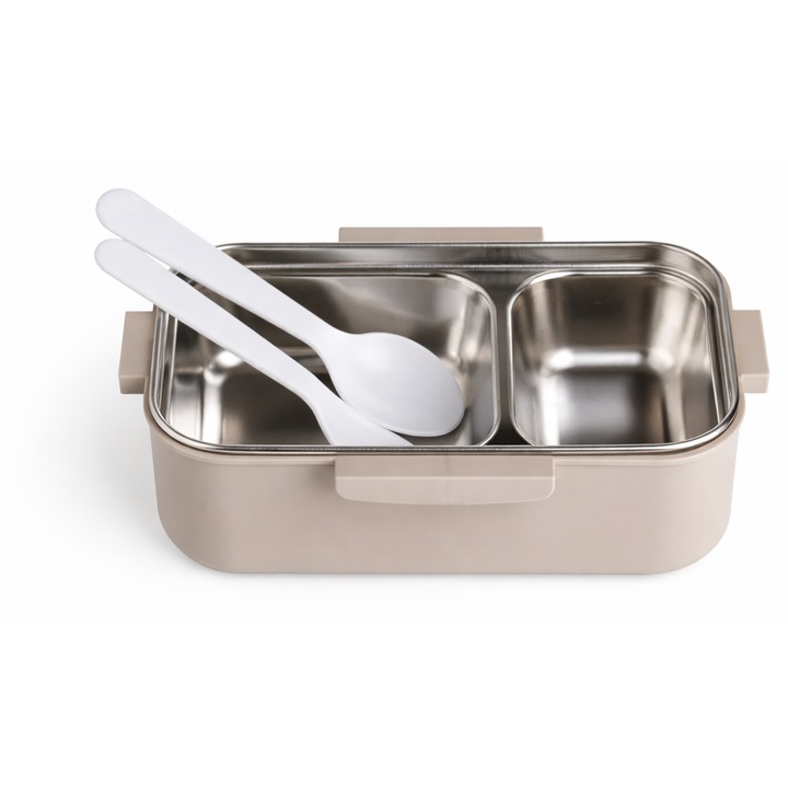 Caserola Termica ZANOX®, din Inox, cu Furculita & Lingura, Portabila, Etansa