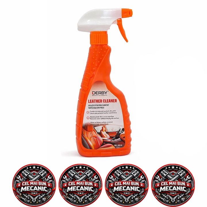 Solutie curatat tapiterie din piele DERBY, cu pulverizator, curatare delicata si protectie piele auto, 500 ml