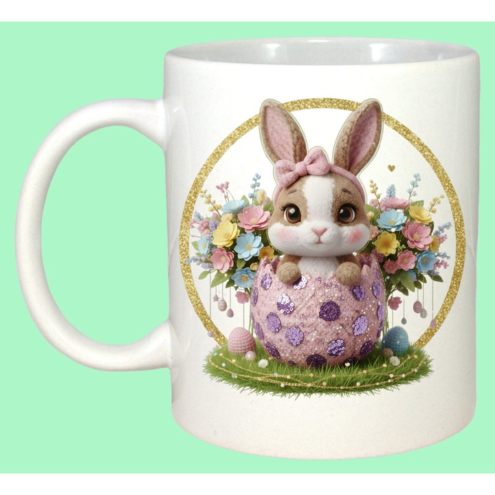 Cana Paste Iepuras In Ou Floral Elegant Paste, Cadou, Sarbatori, Cri-Flo, Culoare Alb, 330 ml