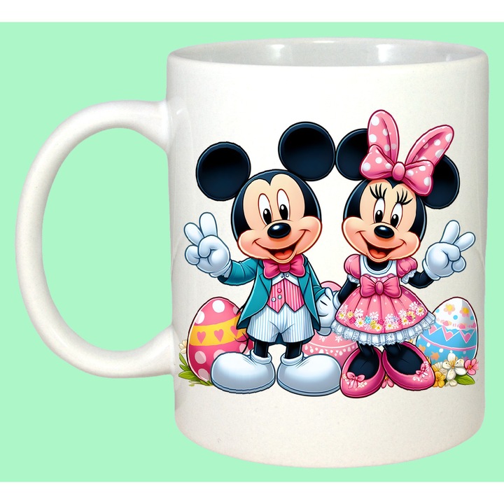 Cana Paste Mickey Si Minnie Paste Oua Colorate Cuplu Vesel, Cadou, Sarbatori, Cri-Flo, Culoare Alb, 330 ml