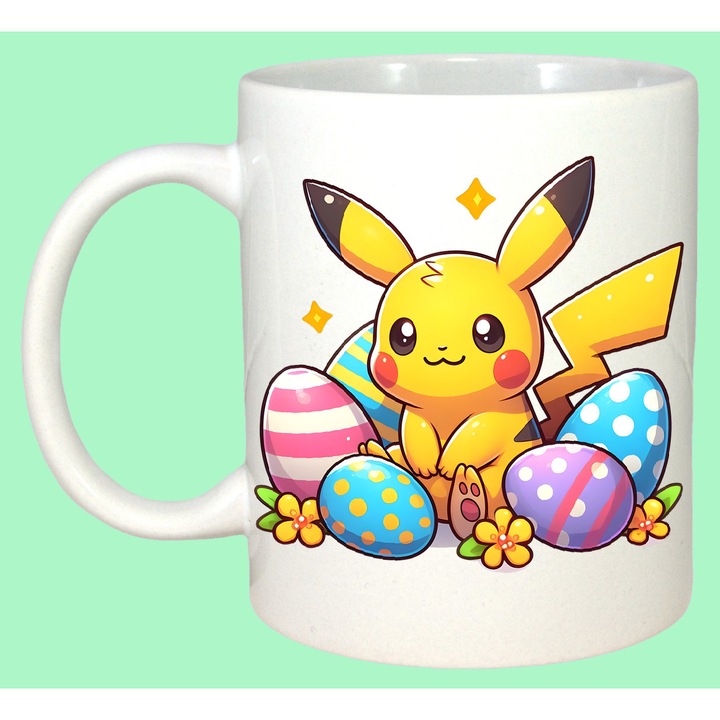 Cana Paste Pikachu Paste Oua Colorate Iepuras Fericit, Cadou, Sarbatori, Cri-Flo, Culoare Alb, 330 ml