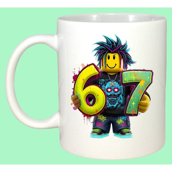 Cana Paste 67 Roblox Boy Neon Drip Color Splash Outfit, Cadou, Sarbatori, Cri-Flo, Culoare Alb, 330 ml