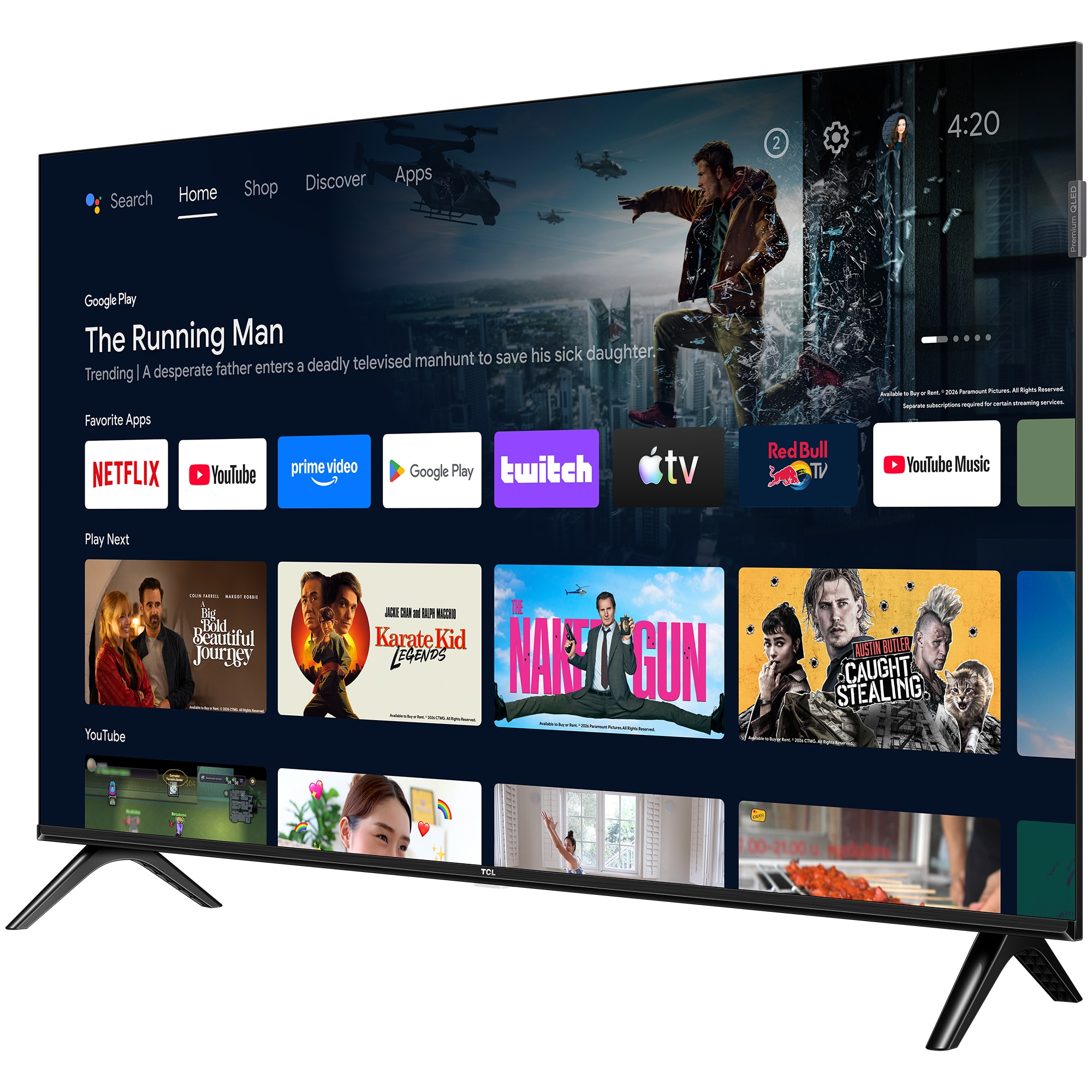 Televizor TCL QLED 43S5L, 108 cm, Smart Android TV, Full HD, Clasa F (Model 2026)