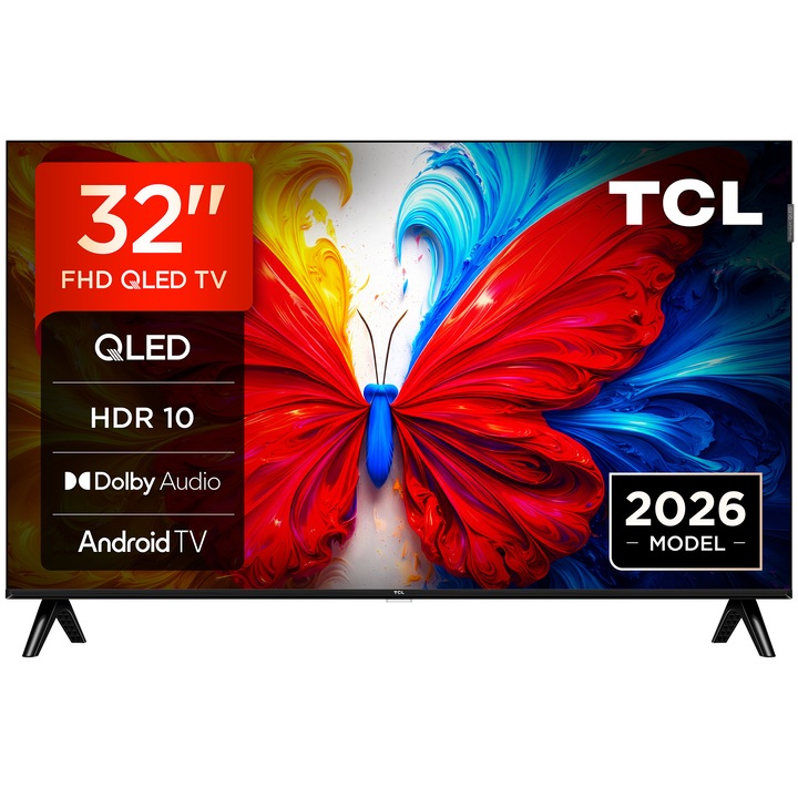 Televizor TCL QLED 32S5L, 80 cm, Smart Android TV, Full HD, Clasa F (Model 2026)