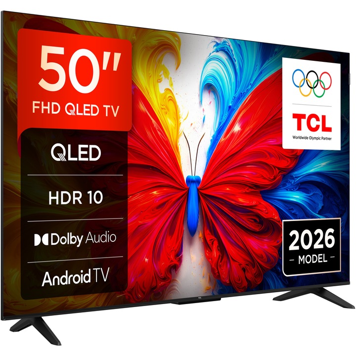 Televizor TCL QLED 50S5L, 126 cm, Smart Android TV, Full HD, Clasa F (Model 2026)