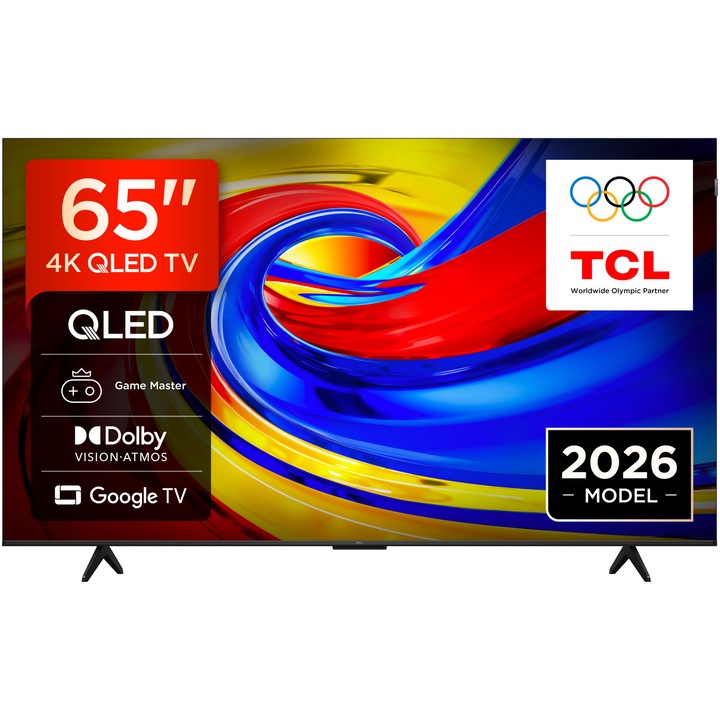 Televizor TCL QLED 65P7L, 164 cm, Smart Google TV, 4K Ultra HD, Clasa E (Model 2026)