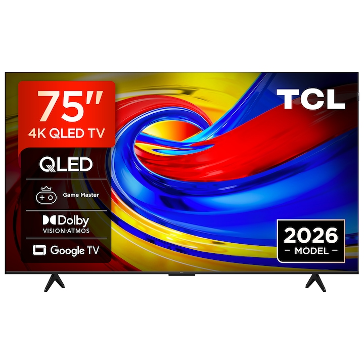 Televizor TCL QLED 75P7L, 189 cm, Smart Google TV, 4K Ultra HD, Clasa E (Model 2026)