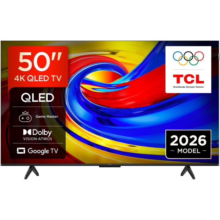 Televizor TCL QLED 50P7L, 126 cm, Smart Google TV, 4K Ultra HD, Clasa F (Model 2026)