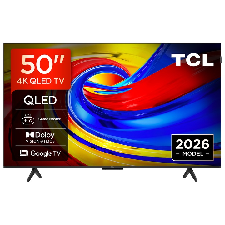 Televizor TCL QLED 50P7L, 126 cm, Smart Google TV, 4K Ultra HD, Clasa F (Model 2026)