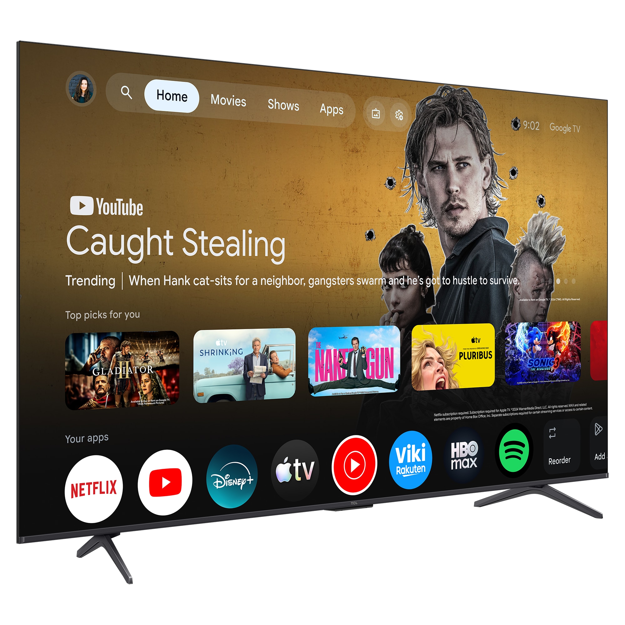 Televizor TCL QLED 75P8L, 189 cm, Smart Google TV, 4K Ultra HD, 144Hz, Clasa F (Model 2026)