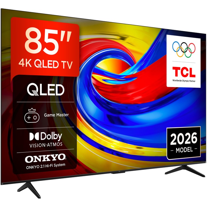 Televizor TCL QLED 85P7L, 214 cm, Smart Google TV, 4K Ultra HD, Clasa E (Model 2026)