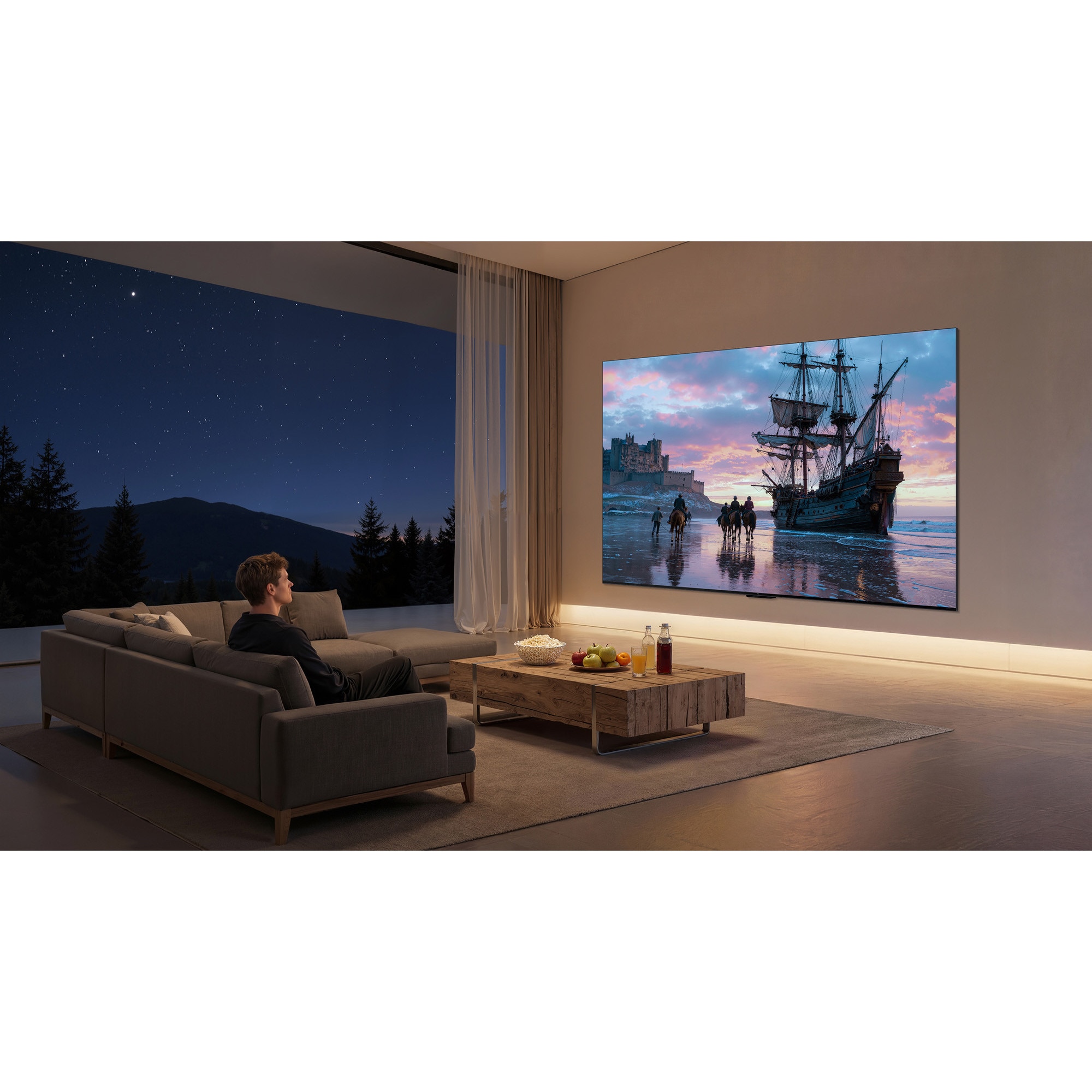 Televizor TCL SQD-MiniLed 75C7L, 189 cm, Smart Google TV, 4K Ultra HD, 144Hz, Sunet Bang & Olufsen, Clasa E (Model 2026)