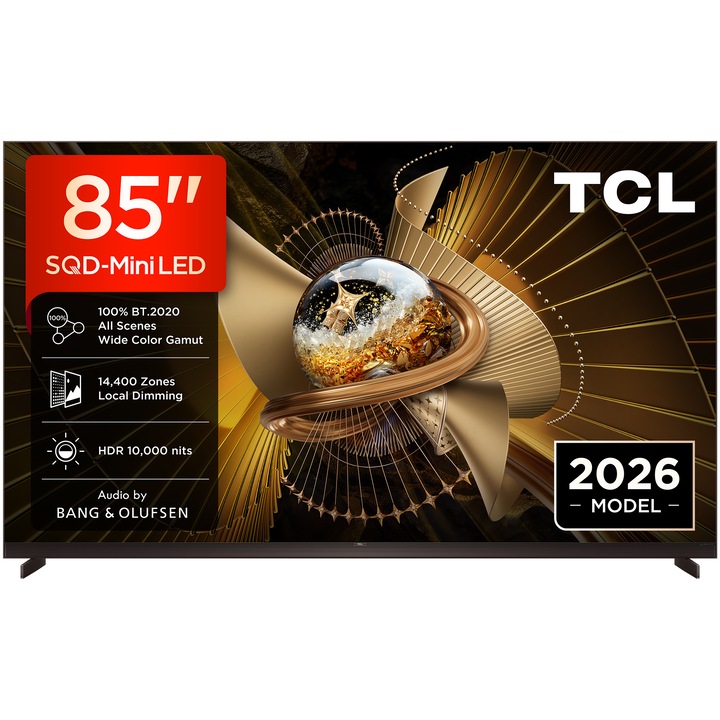 Televizor TCL SQD-MiniLed 85X11L, 214 cm, Smart Google TV, 4K Ultra HD, 144Hz, Clasa F (Model 2026)