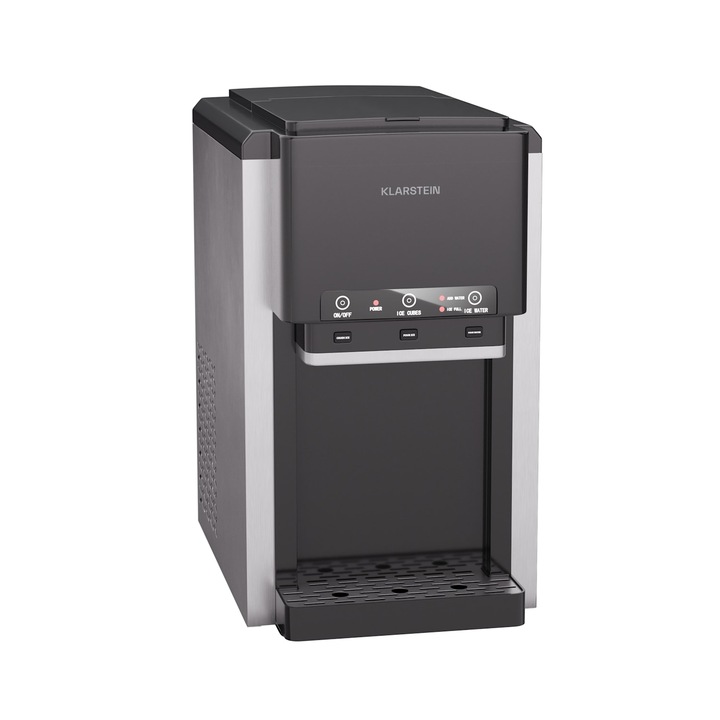 Aparat de gheață Klarstein ArcticBlend 3in1, capacitate 20 kg/24h, cuburi de gheață, gheață zdrobită, dispenser de apă, 27x48x43cm