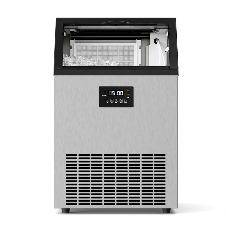 Masina de gheata industriala Klarstein Glacial, 45 kg, inox, afisaj LED, 80x40x50cm