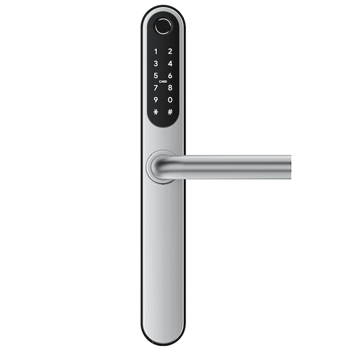 Incuietoare digitala Make it SMART compatibila Usi PVC, Aluminiu, Lemn cu zavorare ridicare maner, TTLock, BLE, Argintiu