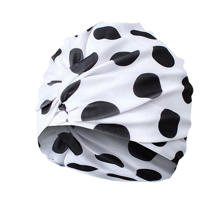 Női úszósapka, SUNTRADE, rugalmas, nagy kapacitású, fekete-fehér, egyedi