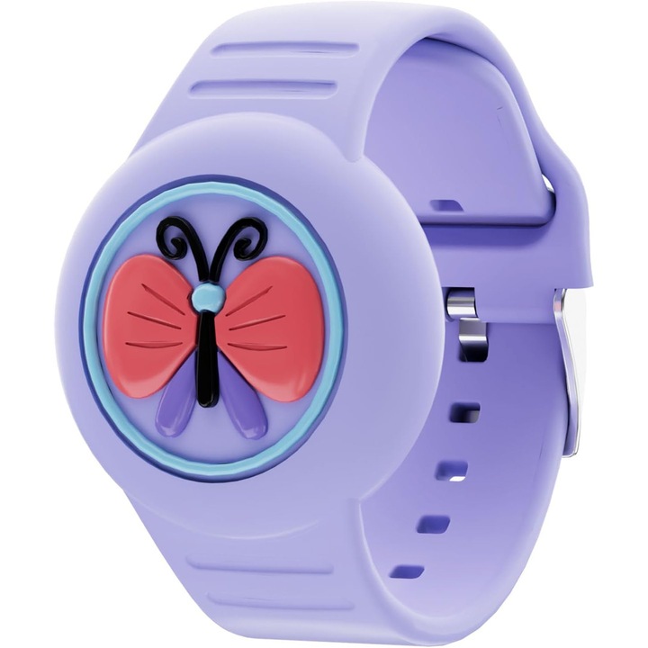 Bratara AirTag pentru Copii, Impermeabila, Design Ascuns, Silicon Moale, Tracker GPS Usor, Curea de Mana pentru Apple AirTag (Purple Butterfly, Model Cartoon)