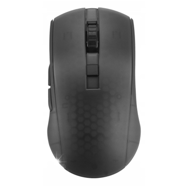 Безжична мишка Deltaco DM320, 10000 DPI, RGB осветление, черна, 55x207x145mm