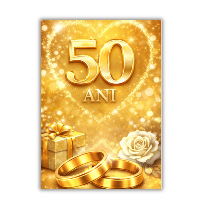 Felicitare 13x18cm cu plic- aniversare 50 ani de la nunta/nunta de aur