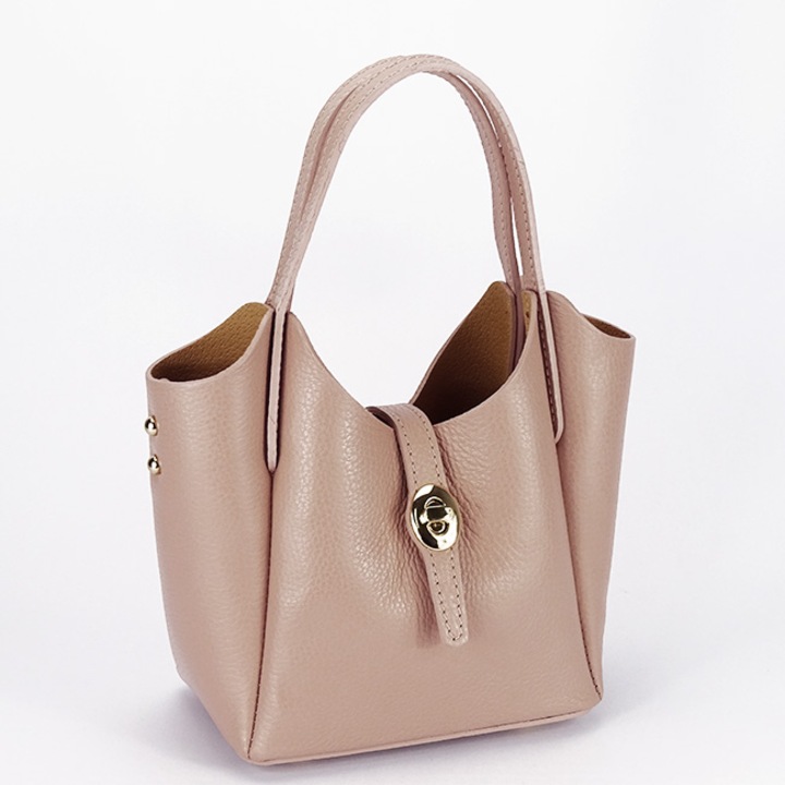 Geanta mica din piele naturala 2057 131, Roz, 16x16x10